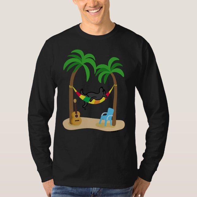 T-shirt Black Labrador Dormir Dans Le Hamac (Devant)