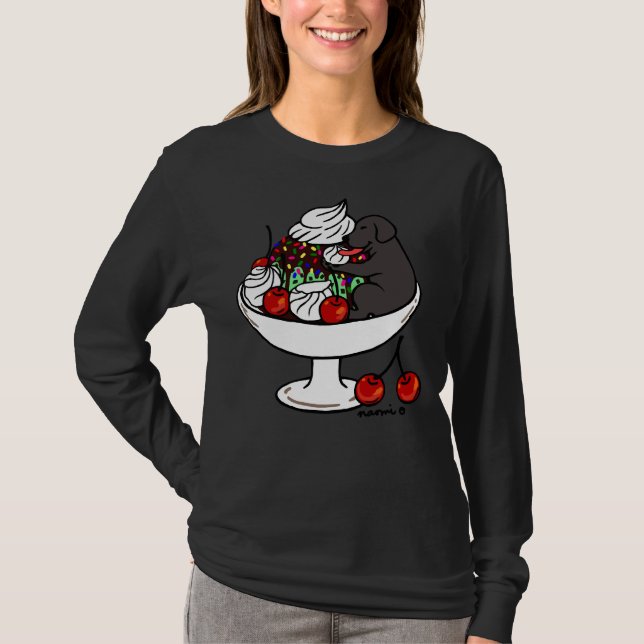 T-shirt Black Labrador Ice Cream Sundae (Devant)