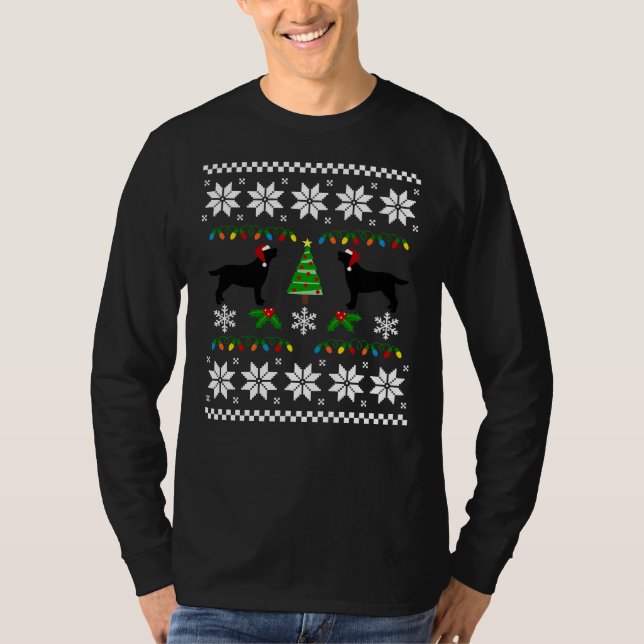 T-shirt Black Labrador Joyeux Motif de pull de Noël (Devant)