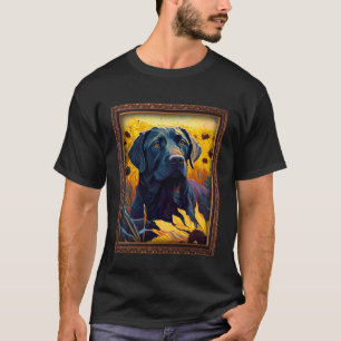 T-shirt Black Labrador Peinture Fleur de tournesol Maman F