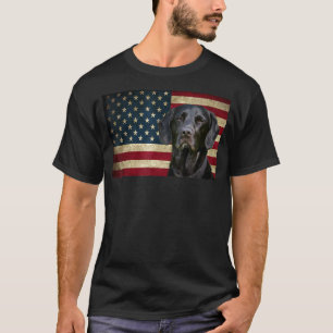 T-shirt Black Labrador récupératrice American Flag labra A