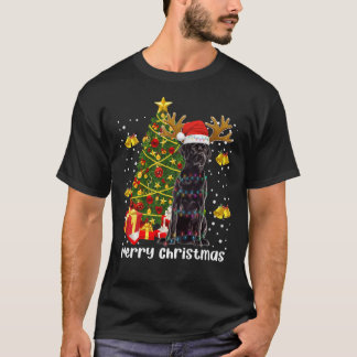 T-shirt Black Labrador Retriers Père Noël Christmas Tree L