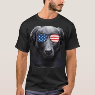 T-shirt Black Labrador Retriever American Flag Lab Chien