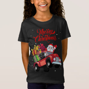 T-Shirt Black Labrador Retriever avec le Père Noël en roug