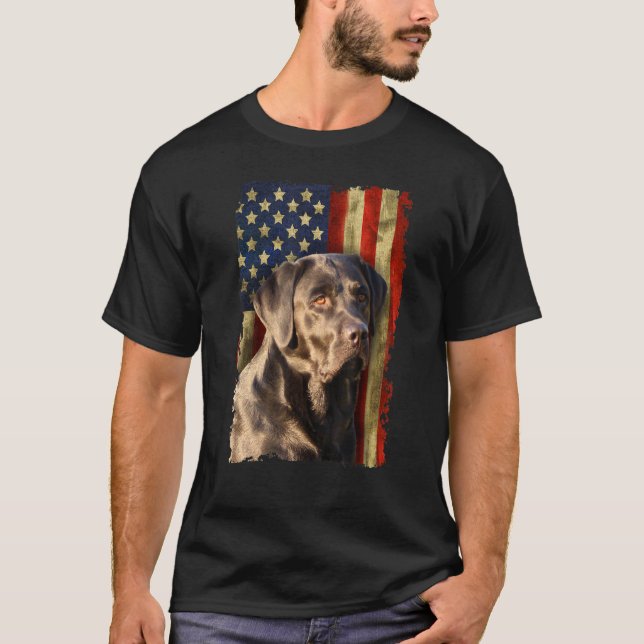 T-shirt Black Labrador Retriever Usa Drapeau Black Lab (Devant)