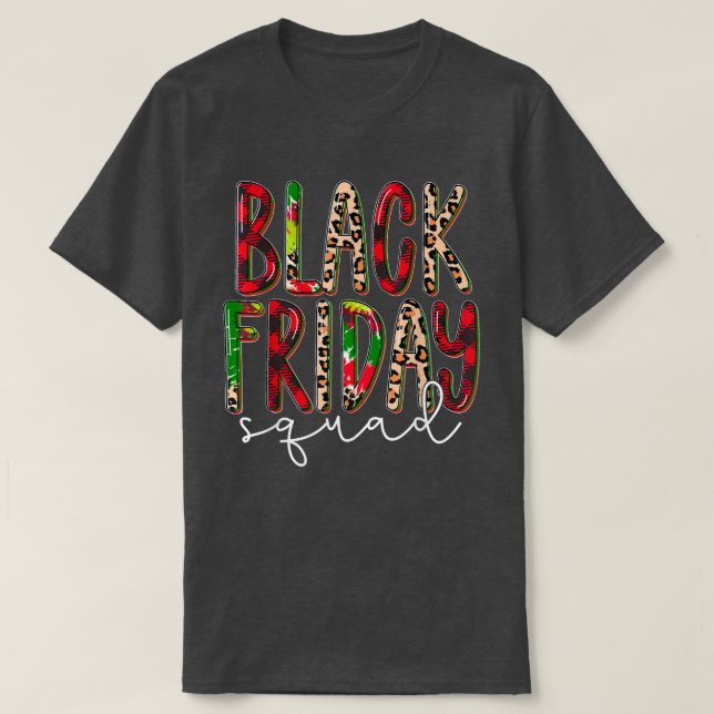 T-shirt Black Leopard Red Plaid vendredi Squad, Joyeux Chr (Design devant)