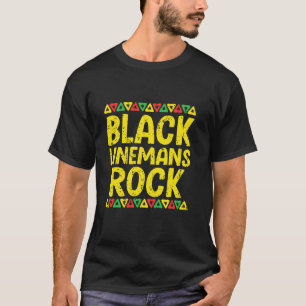 T-shirt Black Linemans Rock Kente Pride African American L