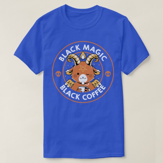 T-shirt Black Magic Black Coffee Funny Baphomet par Tobe F (Design devant)