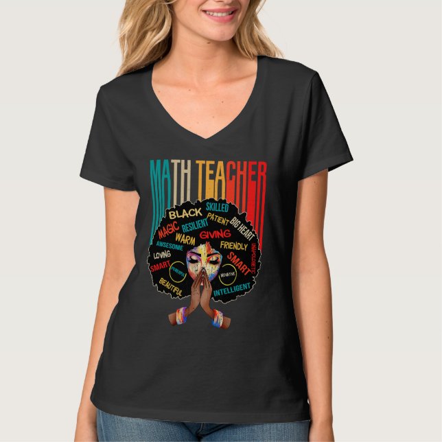 T-shirt Black Math Teacher Afro Love Melanin African Ameri (Devant)