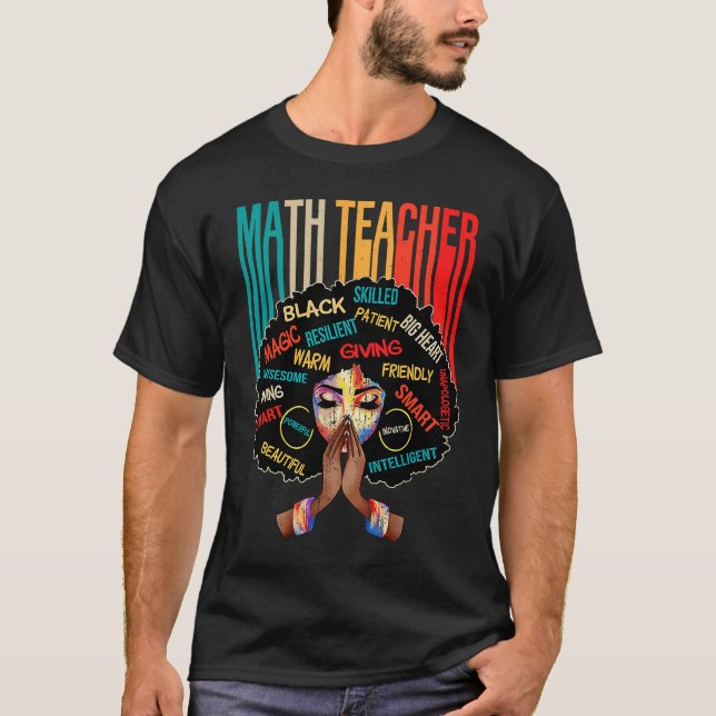 T-shirt Black Math Teacher Afro Love Melanin African Ameri (Devant)