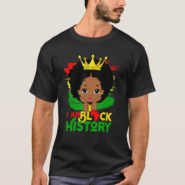 T-shirt Black Melanin Girl I Am Black History Month Kids (Devant)