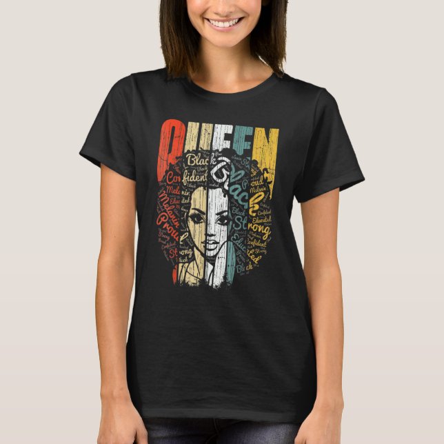 T-shirt Black Melanin Queen Afro Women Gift Black History  (Devant)