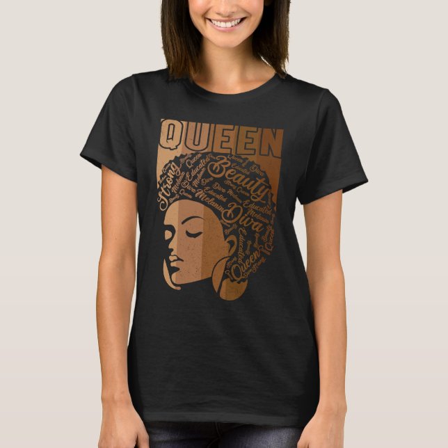 T-shirt Black Melanin Queen Apparel African American Afro  (Devant)