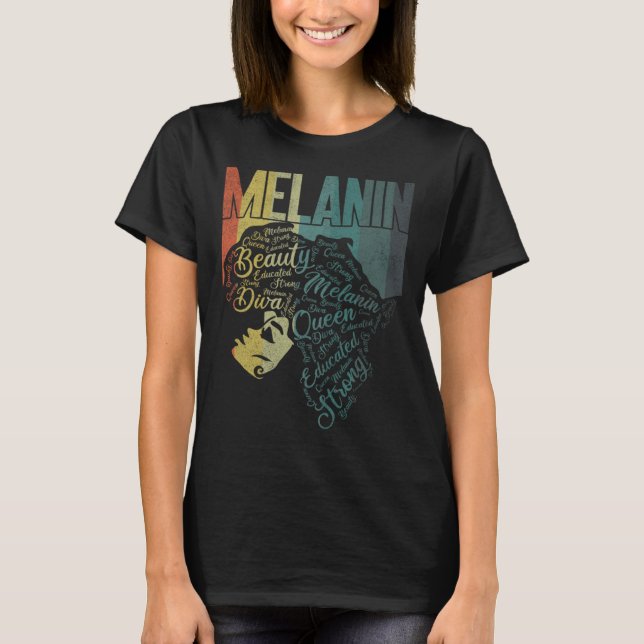 T-shirt Black Melanin Queen Apparel African American Afro  (Devant)
