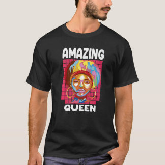 T-shirt Black Melanin Queen Colorful Afro Africa  South
