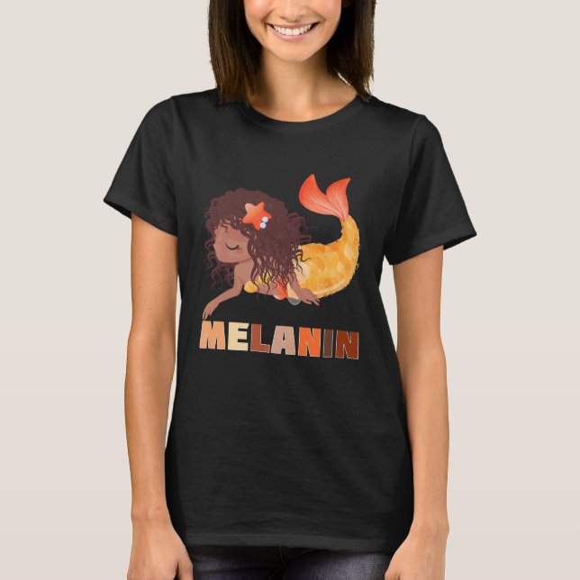 T-shirt Black Mermaid Melanin Mermaids Brown Skin Girls Wo (Devant)