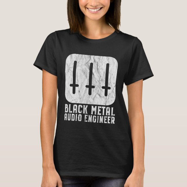 T-shirt Black Metal Audio Engineer Inverted Crosses Sound  (Devant)