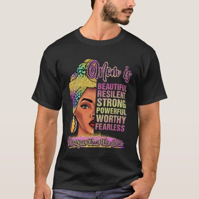 T-shirt Black Mom Queen Melanin Afro African Mama Mothers  (Devant)