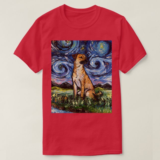 T-shirt Black Mouth Cur Stress Night Chien Art animal par  (Design devant)