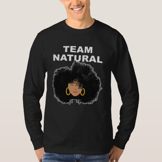 T-shirt Black Natural Hair Team Natural + Afro hair (Devant)