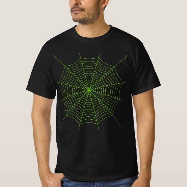 T-shirt Black neon vert toile d'araignée Halloween motif (Devant)