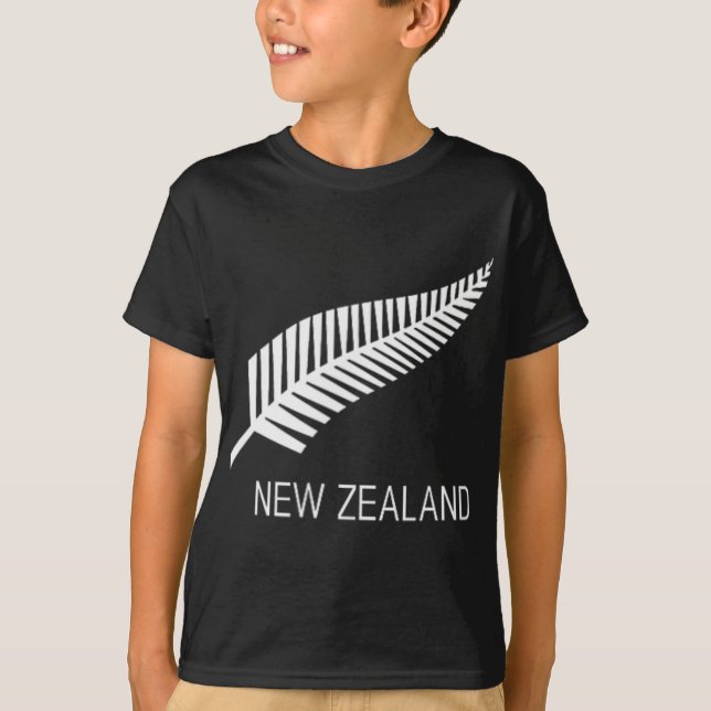 T-shirt Black New Zealand Fern Shirt Mens Black Proud Kiwi (Devant)