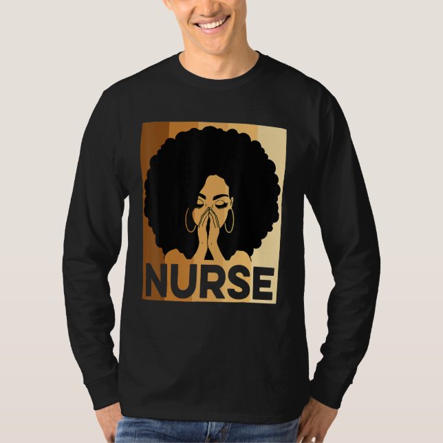 T-shirt Black Nurse Melanin Afro Black History Pride Afric (Devant)