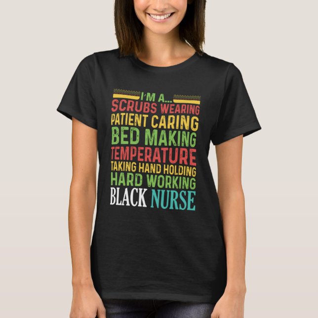T-shirt Black Nurse Wearing African American History (Devant)