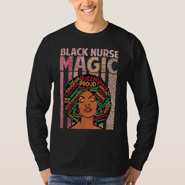 T-shirt Black Nurses Magic Melanin Nurse African Pride A (Devant)