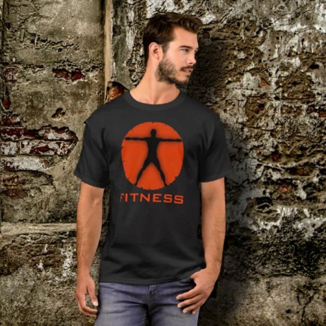 T-shirt Black Orange Corps Madness Fitness Vitruvian Homme (Créateur téléchargé)