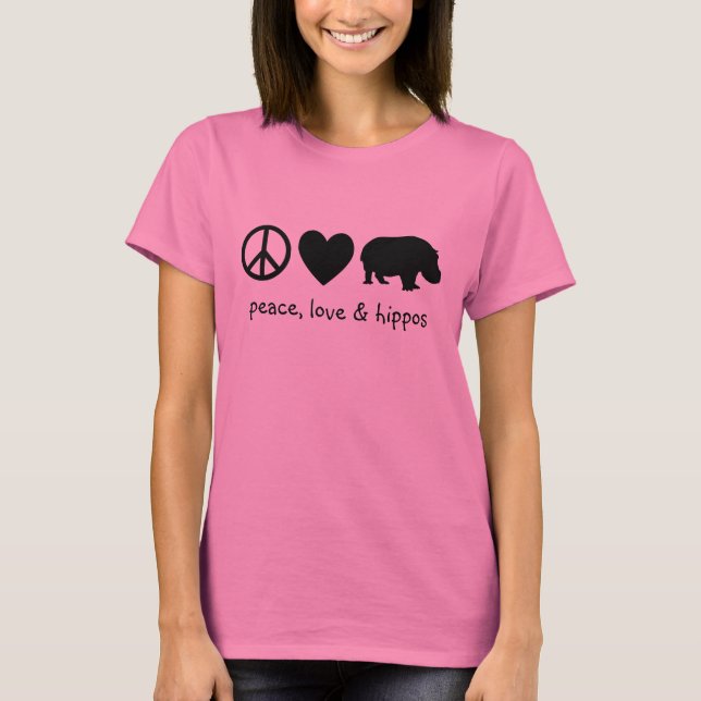 T-shirt Black Peace Love & Hippos (Devant)