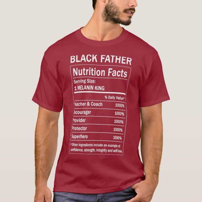 T-shirt Black Père Nutrition Fact Funky Melanin King (Devant)