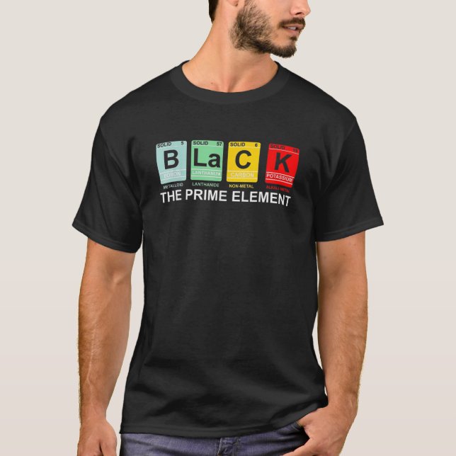 T-shirt Black Periodic Table The Prime Element Black Histo (Devant)