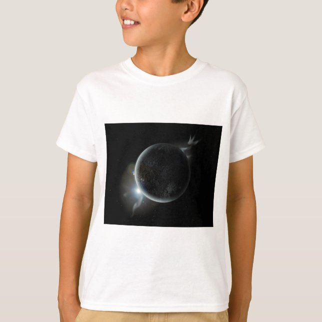 T-shirt black planet 3d illustration in the universe (Devant)