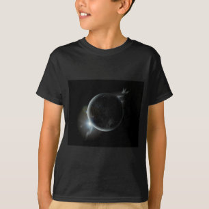 T-shirt black planet 3d illustration in the universe
