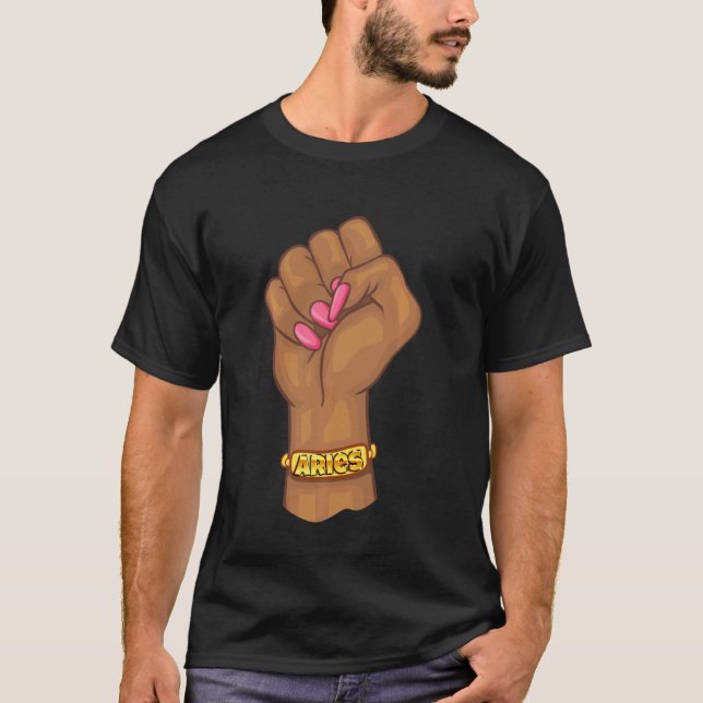 T-shirt Black Power Feminist Aries Zodiac Sign (Devant)