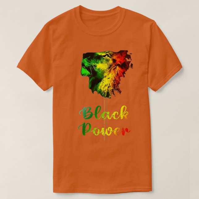 T-shirt Black Power Lion Black History Men Boys (Design devant)