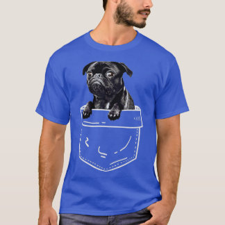 T-shirt Black Pug In Pocket - Cute Dog Lover Gift (1) 