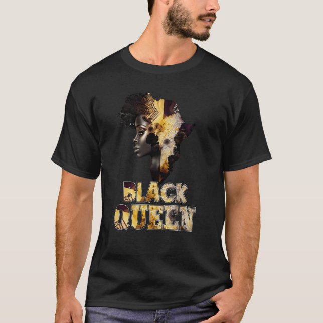 T-shirt Black Queen Afro Melanin African Women Black Histo (Devant)