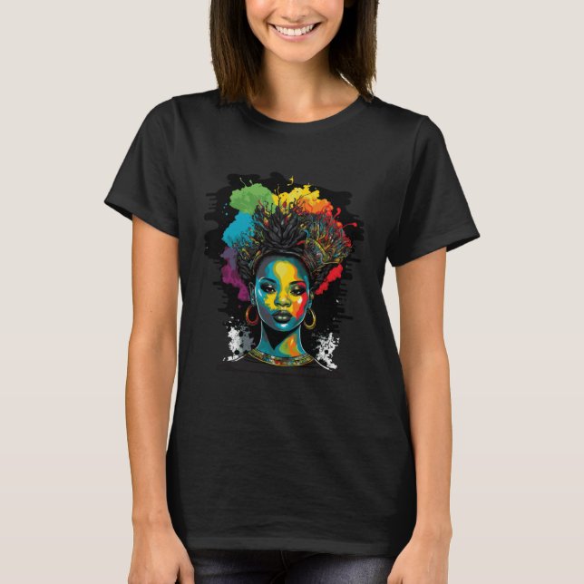 T-shirt Black Queen Afro Melanin Dripping Black History Mo (Devant)