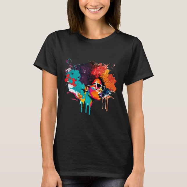 T-shirt Black Queen Afro Melanin Driving Art Lover Amériqu (Devant)