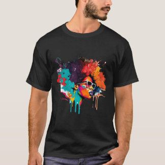 T-shirt Black Queen Afro Melanin Driving Art Lover Amériqu