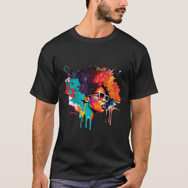 T-shirt Black Queen Afro Melanin Driving Art Lover Amériqu (Devant)