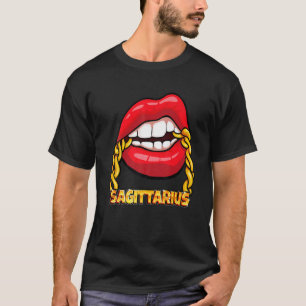 T-shirt Black Queen Anniversaire Red Lips chaîne Sagittari