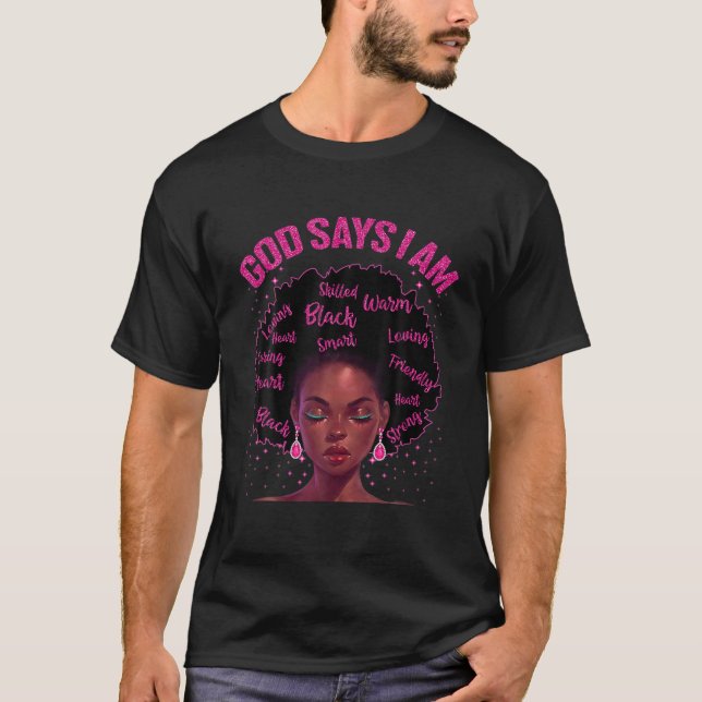T-shirt Black Queen God Dit Que Je Suis Black Melanin Hist (Devant)
