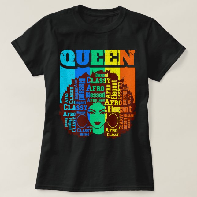 T-shirt Black Queen Melanin Magie Sista Femme Queens Brown (Design devant)