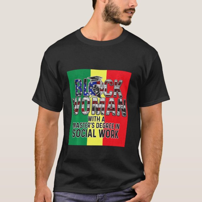 T-shirt Black Queen Msw Social Work Drapeau Masters Gradua (Devant)