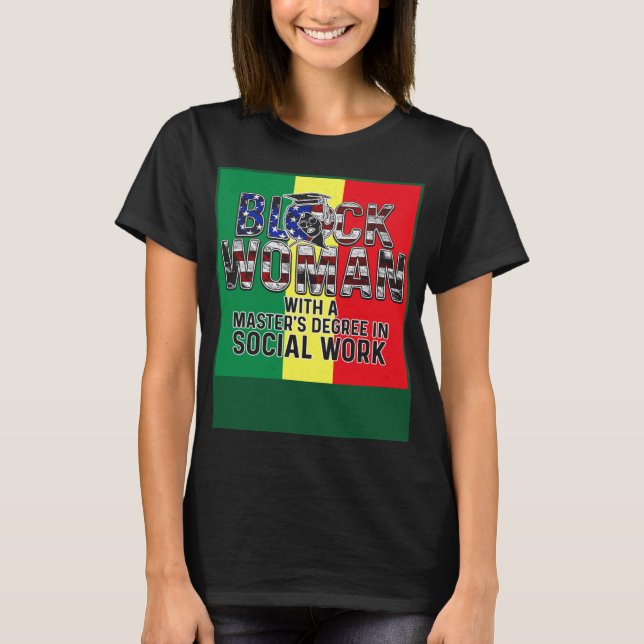 T-shirt Black Queen MSW Social Work Flag Masters Graduatio (Devant)
