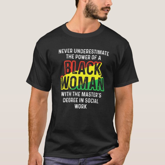 T-shirt Black Queen Msw Social Work Masters Graduation (Devant)