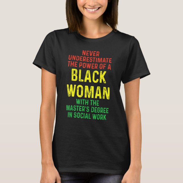 T-shirt Black Queen Msw Social Work Masters Graduation (Devant)